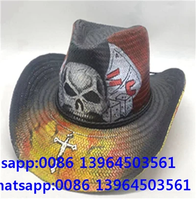 Txiv neej Western Cowboy Straw Weaving Hat