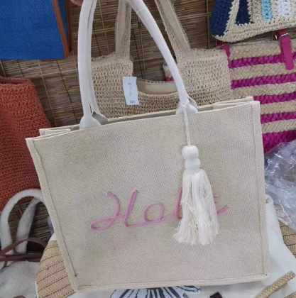 Linen Fabric Gift Bag Girl School Bag