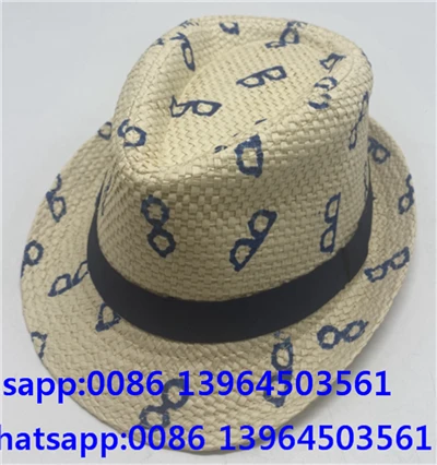 Straw Fedora Hat Nrog Luam Ntawv