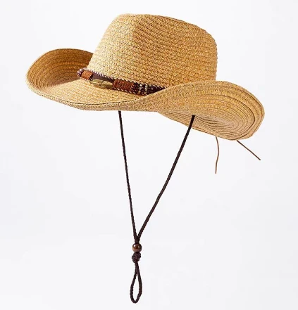 Wide Brim Txiv neej Straw Beach Hat