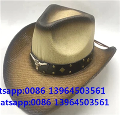 Retro Paper Straw Stiff Hat Rau Txiv neej