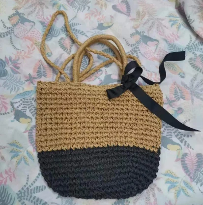 Xim av & dub Ntev Tes Ntawv Woven Hnab