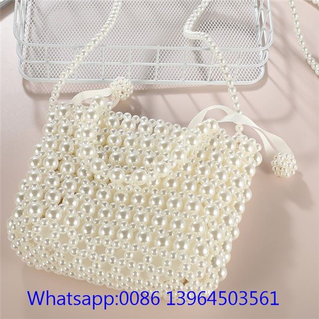 Handmade Dawb Pearl Beaded Hnab