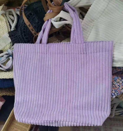 Purple Corduroy Women Shopping Bag