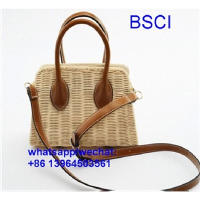 Cov Poj Niam Siv Tes Woven Rattan Hnab