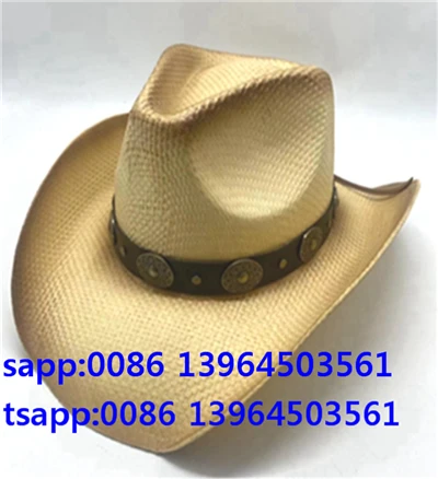 Straw Hat Western Txiv neej Poj Niam Lub Caij Ntuj Sov Cap