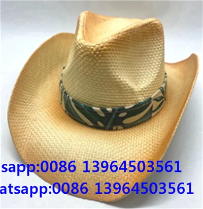 Txiv neej Western Ribbon Cowboy Straw Fisher Txiv neej Sun Hat