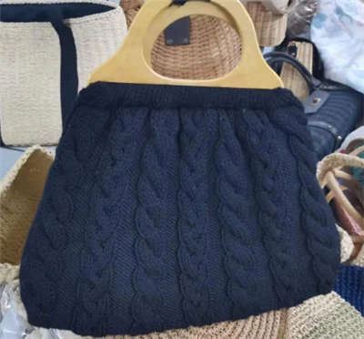 Wool Black Women Handbag Nrog Ntoo Tes
