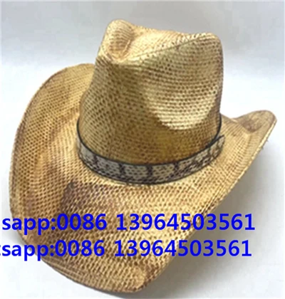 Straw Txiv neej Cap Demin Cowboy Hat