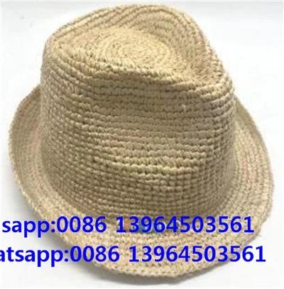 Handwoven Crochet Fedora Mos Straw Hat